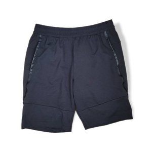 Apana Men's Black Faux Leather Accents on Pockets Pull on Shorts Size Medium